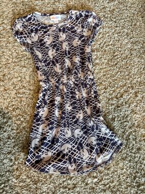 LuLaRoe purple Character-Print Kids Dress size 4 EUC
